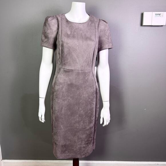 Calvin Klein dress size 10 faux suede NWT mocha brown office work longline suit - Picture 1 of 11